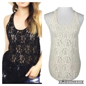 Aritzia Wilfred Madeline Sheer Lace Tank- Cream